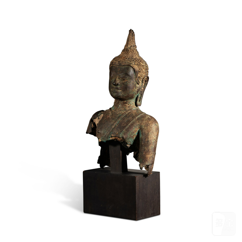 A bronze bust of Buddha, Thailand, U-Thong style, 14th / 15th century - 图2